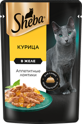 Корм консервированный для взрослых кошек SHEBA ломтики в желе с курицей, 75г, вид