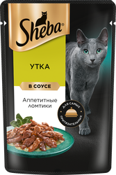 Корм консервированный для взрослых кошек SHEBA ломтики в соусе с уткой, 75г, картинка