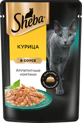 Корм консервированный для взрослых кошек SHEBA ломтики в соусе с курицей, 75г, фотография