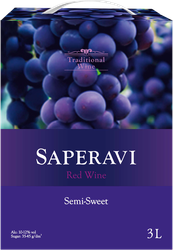 Вино TRADITIONAL WINE Саперави сортовое красное полусладкое, 3л, изображение
