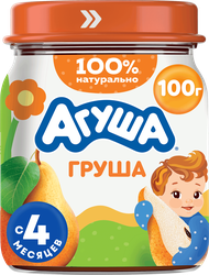 Пюре фруктовое детское АГУША Груша, с 4 месяцев, 100г, детальное фото