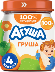 Пюре фруктовое детское АГУША Груша, с 4 месяцев, 100г, детальное фото