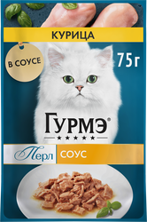 Корм влажный для взрослых кошек ГУРМЭ Перл Курица в соусе, 75г, фото