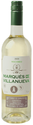 Вино MARQUES DE VILLANUEVA Макабео Кариньена ординарное сортовое белое сухое, 0.75л, крупный план
