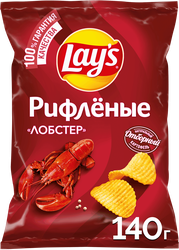 Чипсы картофельные LAY'S Рифленые Лобстер, 140г, крупный план