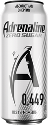 Напиток энергетический ADRENALINE Rush Zero Silver тонизирующий газированный, 0.449л, фото