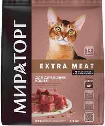 Корм сухой для взрослых кошек МИРАТОРГ Black Angus с говядиной, старше 1 года, 1,2кг, крупный план