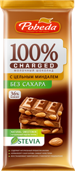 Изображение товара Шоколад молочный ПОБЕДА ВКУСА Charged с цельным миндалем, без сахара, 90г