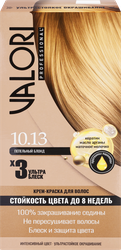 Крем-краска для волос VALORI Professional 10.13 Пепельный блонд, стойкость цвета до 8 недель, крупный план