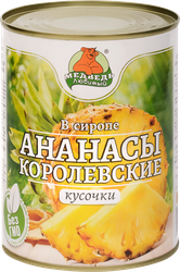 Ананасы МЕДВЕДЬ ЛЮБИМЫЙ Королевские в сиропе, кусочки, 580мл, детальное фото