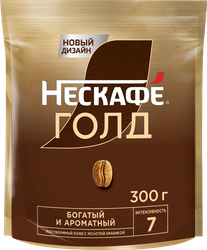 Кофе растворимый НЕСКАФЕ Голд, сублимированный, с добавлением жареного молотого, 300г, крупный план