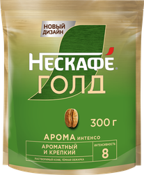 Кофе растворимый НЕСКАФЕ Голд Арома Интенсо, натуральный сублимированный, с добавлением жареного молотого, 300г, фотография