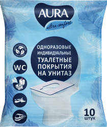 Покрытия одноразовые на сиденье унитаза AURA, 10шт, вид