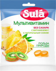 Карамель леденцовая SULA Мультивитамин, без сахара, 60г, фотография