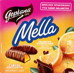 Мармелад JUTRZENKA Mella в шоколаде со вкусом апельсина, 190г, крупный план