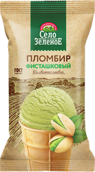 Мороженое СЕЛО ЗЕЛЁНОЕ Пломбир фисташковый 15%, без змж, вафельный  стаканчик, 70г, вид