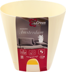 Горшок для цветов с прикорневым поливом INGREEN Amsterdam 1.35л d=14см, цвет сливочный, Арт. ING6199СЛ, вид