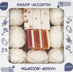Набор кондитерских изделий BONVIDA зефир аромат ванили, мармелад вкус апельсина, вишни и пломбира, пастила, 650г, фото