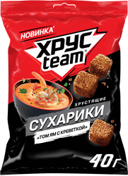 Сухарики ржано-пшеничные ХРУСTEAM Том Ям с креветкой, 40г, фото