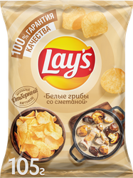 Чипсы картофельные LAY'S Белые грибы со сметаной, 105г, изображение