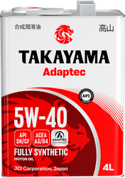 Масло моторное TAKAYAMA синтетическое SAE 5W-40 API SN/СF, Арт. 605521/605587, 4л, крупный план