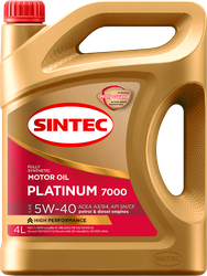 Масло моторное SINTEC Platinum 7000 5W-40 A3/B4 SN/CF, синтетическое, 4л, вид