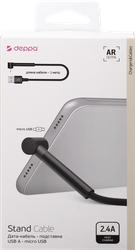 Дата-кабель DEPPA Stand USB – micro USB, подставка, алюминий, 1м, черный, изображение