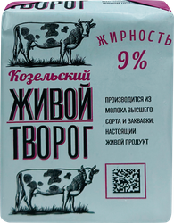 Творог КОЗЕЛЬСКОЕ МОЛОКО 9%, без змж, 180г, картинка