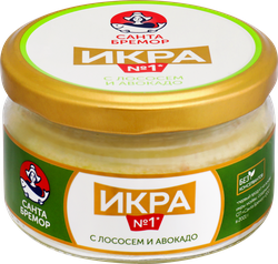 Икра мойвы САНТА БРЕМОР деликатесная с лососем и авокадо, 180г, крупный план