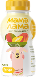 Йогурт питьевой МАМА ЛАМА с манго 2,5%, без змж, 200г, картинка