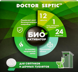 Биоактиватор для дачных туалетов и септиков DOCTOR SEPTIC в таблетках, 12шт, вид