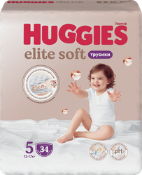 Подгузники-трусики HUGGIES Elite Soft 5 12–17кг, 34шт, вид
