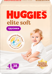 Подгузники-трусики HUGGIES Elite Soft 4 9–14кг, 38шт, изображение