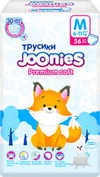 Подгузники-трусики JOONIES Premium Soft M 6–11кг, 56шт, крупный план
