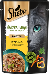Корм консервированный для взрослых кошек SHEBA Nature's Collection с курицей, сладким перцем и морковью, 75г, вид
