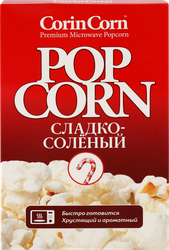 Попкорн для приготовления в свч CORIN CORN сладко-соленый, 85г, детальное фото