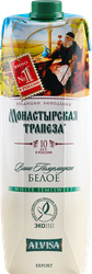 Вино МОНАСТЫРСКАЯ ТРАПЕЗА белое полусладкое, 1л, крупный план