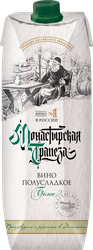Вино МОНАСТЫРСКАЯ ТРАПЕЗА белое полусладкое, 1л, фотография