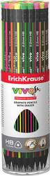 Карандаш чернографитный ERICHKRAUSE Vivo, НВ, трехгранный, с ластиком, детальное фото