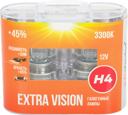 Лампа головного света галогенная для автомобиля AUTOSTANDART Extra Vision +45%, H4-12V ,60/55W, P43t, 2шт, детальное фото