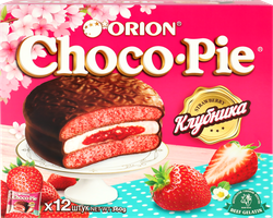 Бисквит ORION Choco Pie Strawberry, 360г, фотография