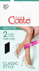 Гольфы женские CONTE Elegant Solo 20 den nero, 2пары, детальное фото