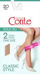 Гольфы женские CONTE Elegant Solo 20 den natural, 2пары, изображение