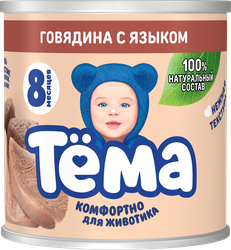Пюре мясное ТЕМА Говядина с языком, с 8 месяцев, 90г, детальное фото