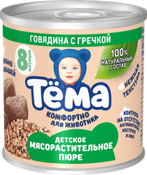 Пюре мясо-растительное ТЕМА Говядина с гречкой, с 8 месяцев, 90г, фотография