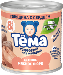 Пюре мясное ТЕМА Говядина с сердцем, с 8 месяцев, 90г, детальное фото