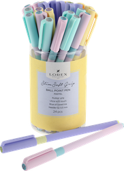 Ручка шариковая LOREX Pastel Slim Soft Grip 0,5мм, синий, картинка