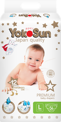 Подгузники YOKOSUN Premium L 9–13кг, 54шт, изображение