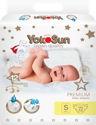 Подгузники YOKOSUN Premium S 3–6кг, 72шт, изображение