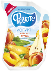 Йогурт питьевой ФРУАТЕ с персиком и грушей 1,5%, без змж, 250г, вид